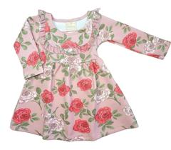 Vestido Manga Longa Infantil Rosê Floral - Playground