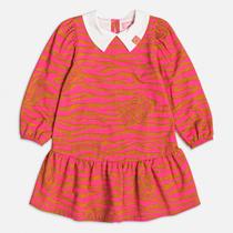 Vestido Manga Longa Infantil Tigre Rosa Inverno Momi