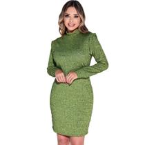 Vestido Manga Longa Inverno De Tricot Todo Forrado Luana - Lagun Brasil