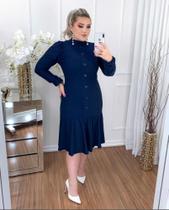 Vestido Manga Longa Isabela Cor Azul Tamanho Único (veste do M ao GG Vestido Manga Longa Isabela Cor Azul Tamanho Único (veste do M ao GG