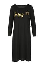 Vestido Manga Longa Jesus Preto Vestido Manga Longa Jesus Preto