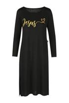 Vestido Manga Longa Jesus Preto