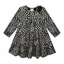 Vestido Manga Longa Menina em Cotton Preto - Milon