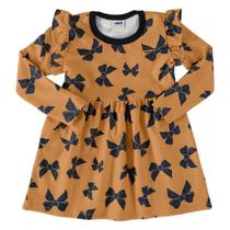 Vestido manga longa ocre laços Marlan