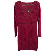 Vestido Manga Longa Rendado Vinho da Forever Fashion - Tam M Vestido Manga Longa Rendado Vinho da Forever Fashion - Tam M