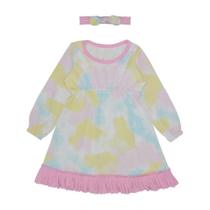 Vestido Manga Longa Tie Dye com Babado - Big Bless