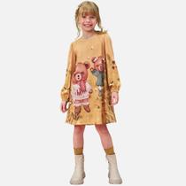 Vestido Manga Longa Ursinho Malha Fresh Infantil Menina Infanti 79239 Mel Vestido Manga Longa Ursinho Malha Fresh Infantil Menina Infanti 79239 Mel
