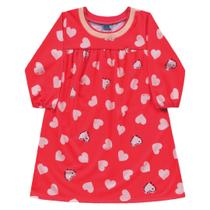 Vestido manga longa vermelho poppy corações Kiko e Kika Vestido manga longa vermelho poppy corações Kiko e Kika