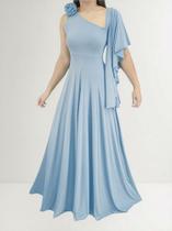 Vestido Manga Longo Para Madrinha Casamento Festa Godê Flor