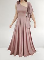 Vestido Manga Longo Para Madrinha Casamento Festa Godê Flor Vestido Manga Longo Para Madrinha Casamento Festa Godê Flor