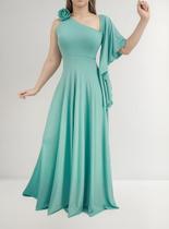 Vestido Manga Longo Para Madrinha Casamento Festa Godê Flor