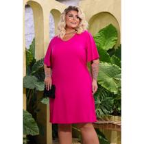 Vestido Manga Plus Size Tecido Dunas Leve Senhora Evangelica Elegant Dia Das Maes Promo Barato