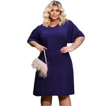 Vestido Manga Plus Size Tecido Dunas Leve Senhora Evangelica Elegant Dia Das Maes Promo Barato