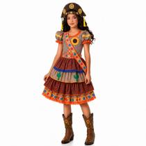 Vestido Maria Bonita Infantil de Festa Junina Luxo Com Bolsinha Vestido Maria Bonita Infantil de Festa Junina Luxo Com Bolsinha