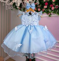 Vestido Marie Azul Bebê Jardim Encantado com Laço Elegante