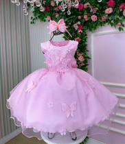 Vestido Marie Jardim das Borboletas Rosa Bebê Viviane Modelo 2 - Elegante e Confortável