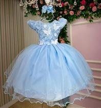 Vestido Marie Jardim Encantado Azul Bebê Jardim das Borboletas