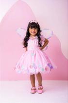 Vestido Marie Jardim Encantado Isis Luxinho Rosa e Verde Tiffany