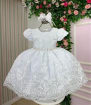 Vestido Marie Jardim Encantado Realeza Branco - Elegância e Conforto para Crianças