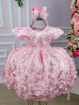 Vestido Marie Jardim Encantado Realeza Rosa Bebe luxo