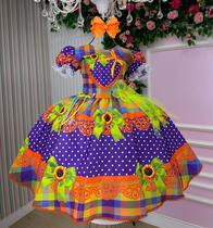 Vestido Marie Junino Luxo Arraia do Coração Roxo