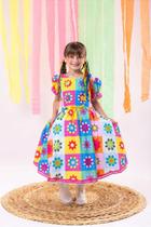 Vestido Marie Junino Luxo Quermesse Elegante Pink - Tecido Tecnosoft Plus