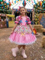 Vestido Marie Junino Quermesse De Luxo Pink Sao Joao