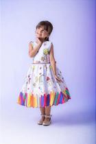 Vestido Marie Lapis Aquarela ABC Branco e Vermelho