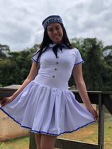 Vestido Marinheira na cor branca com quepe Vestido Marinheira na cor branca com quepe