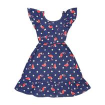 Vestido Marinho de Flamingo com Decote V nas Costas - Big Bless