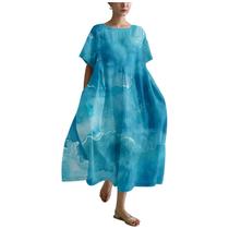 Vestido MARSVOVO de linho retrô para mulheres, tamanho grande, folgado