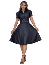 Vestido material sintético Midi Gode Feminino Elegante Moda Evangélica Feminina