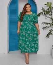 Vestido Max Mídi Evangélico Poá com Manga Bufante