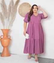 Vestido Max Mídi Evangélico Poá com Manga Bufante Temporal