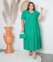 Vestido Max Mídi Evangélico Poá com Manga Bufante Temporal Vestido Max Mídi Evangélico Poá com Manga Bufante Temporal