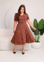 Vestido Max Mídi Godê Com Cinto Moda Evangélica