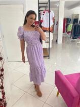 Vestido Max Midi Lilás com Branco Tam G Vestido Max Midi Lilás com Branco Tam G
