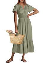 Vestido maxi ANRABESS 2025 de verão de manga curta com decote em V feminino