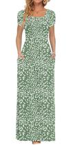 Vestido Maxi AUSELILY com Bolsos Verde Oliva 3XL Manga Curta Vestido Maxi AUSELILY com Bolsos Verde Oliva 3XL Manga Curta