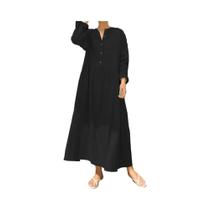 Vestido Maxi Boêmio Elegante De Algodão Oversized Para Mulheres, Camisa Casual De Manga Longa ZANZEA Vestido Maxi Boêmio Elegante De Algodão Oversized Para Mulheres, Camisa Casual De Manga Longa ZANZEA