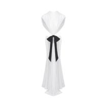 Vestido Maxi Branco E Roxo Sem Costas Com Laço E Renda, Sem Mangas, Elegante E Sexy, Com Recortes,