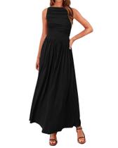 Vestido maxi BTFBM feminino 2025, verão, sem mangas, com bolsos