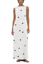Vestido maxi calbático feminino de bolinhas, algodão, linho, verão Vestido maxi calbático feminino de bolinhas, algodão, linho, verão