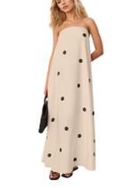 Vestido maxi calbático feminino de bolinhas, sem alças, sem encosto Vestido maxi calbático feminino de bolinhas, sem alças, sem encosto