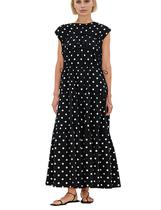 Vestido maxi calbático feminino plissado franzido em camadas de bolinhas