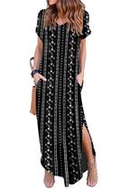Vestido maxi Camdoria Halloween Bones Stars Listras com decote em V Vestido maxi Camdoria Halloween Bones Stars Listras com decote em V