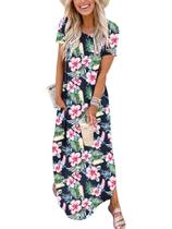 Vestido Maxi Casual de Verão ANRABESS - Manga Curta Vestido Maxi Casual de Verão ANRABESS - Manga Curta