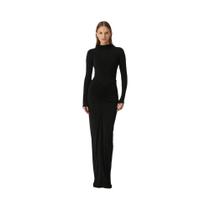 Vestido Maxi Clássico Feminino De Manga Longa Com Gola Alta, Modelador, Sólido, Nova Tendência De