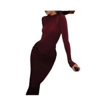 Vestido Maxi Clássico Feminino De Manga Longa Com Gola Alta, Modelador, Sólido, Nova Tendência De