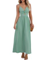 Vestido maxi CUPSHE com decote em V, sem mangas, alças ajustáveis, menta